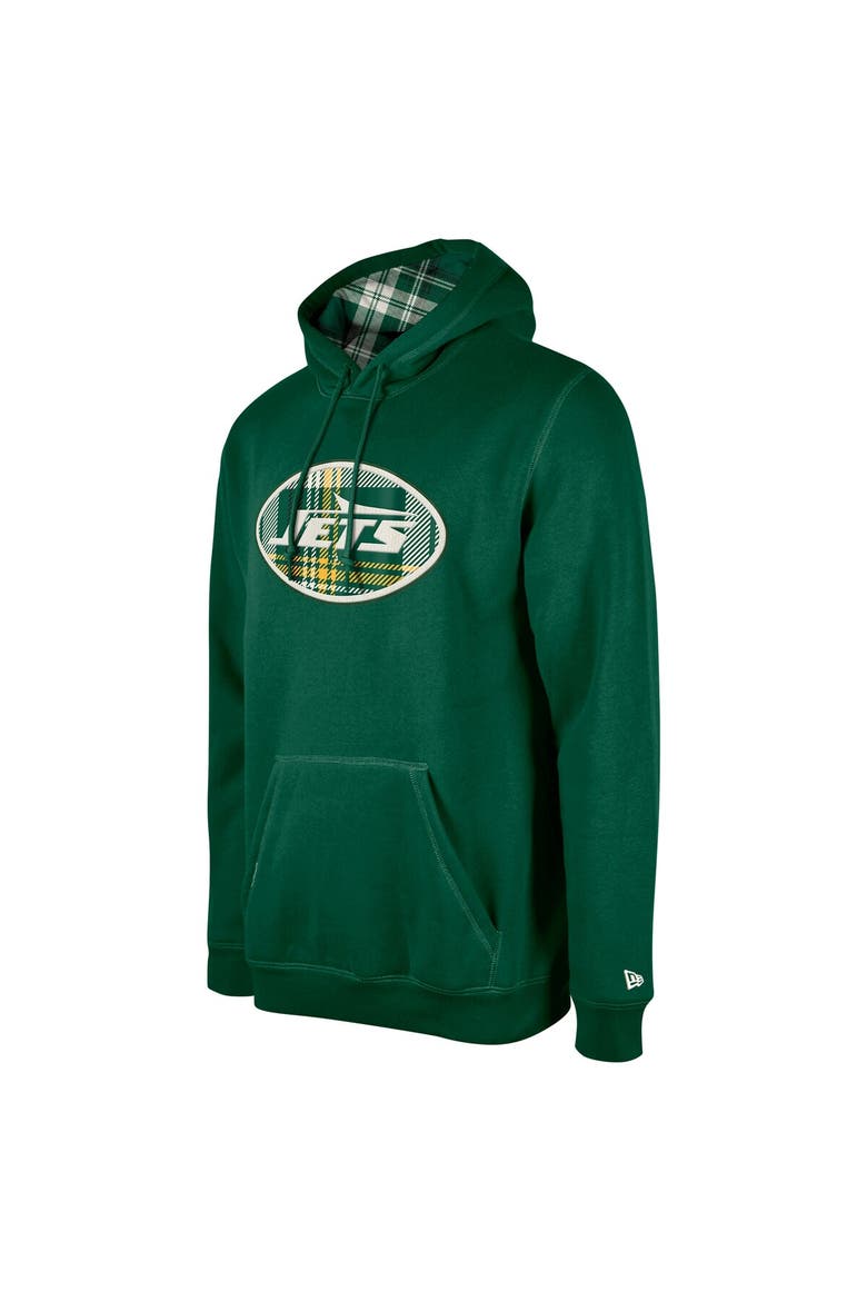 Men's New Era Green New York Jets 3rd Down Plaid Pullover Hoodie, Alternate, color, Green