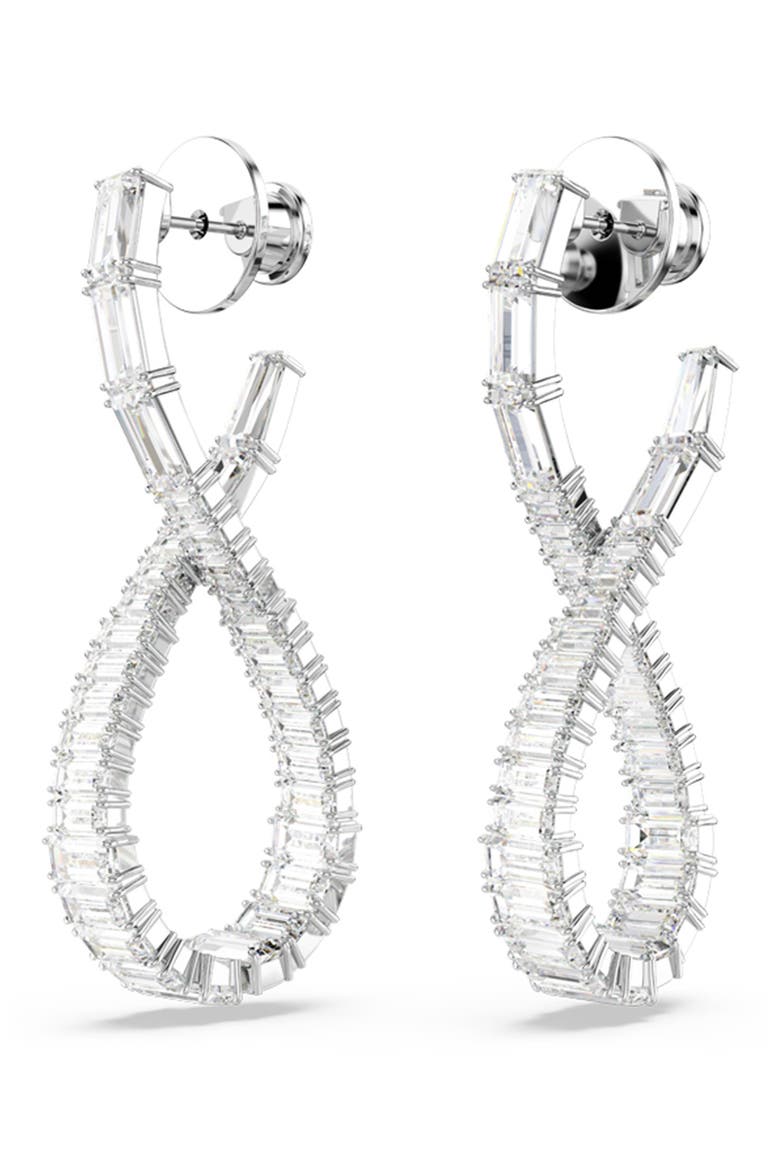 Hyperbola Drop Earrings, Alternate, color, SILVER
