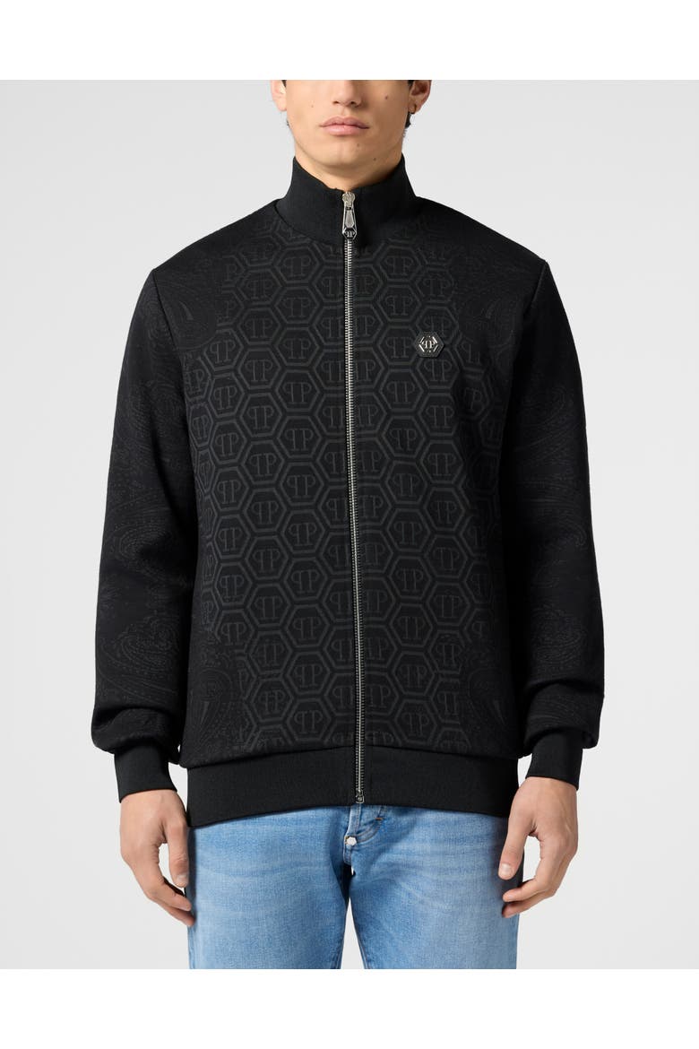 Tracksuit Jacket Jacquard Monogram Paisley Men, Main, color, black