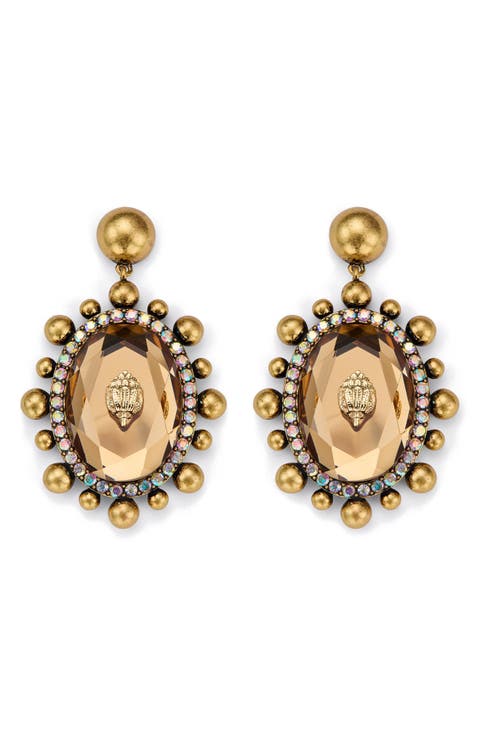 Eagle Head Crystal Drop Earrings