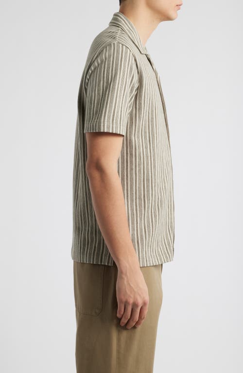 Vince Cabana Stripe Short Sleeve Button-up Camp Shirt In Green