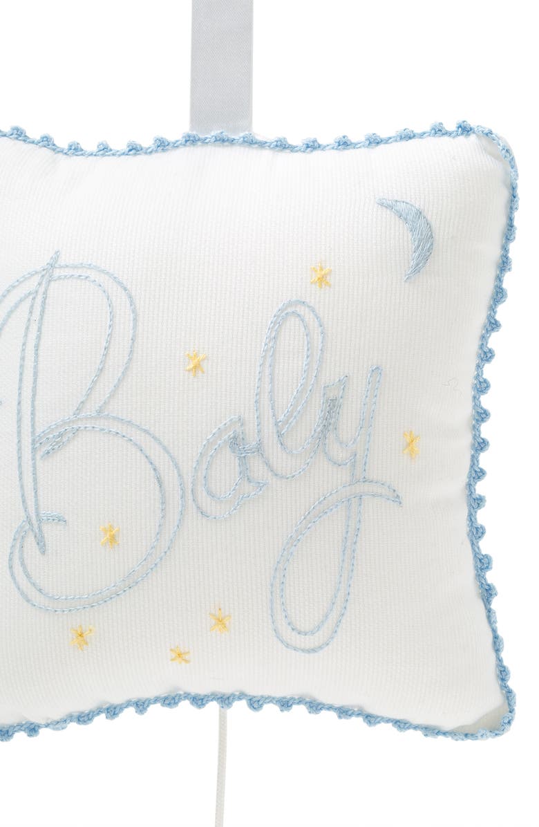 Kissy Kissy Embroidered Musical Pillow, Alternate, color, White