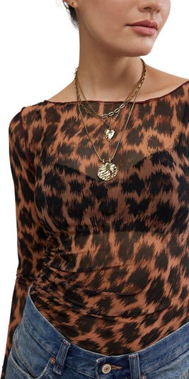 Something Extra Animal Print Semisheer Mesh Tunic