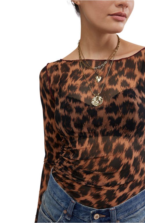 FREE PEOPLE FREE PEOPLE SOMETHING EXTRA ANIMAL PRINT SEMISHEER MESH TUNIC 