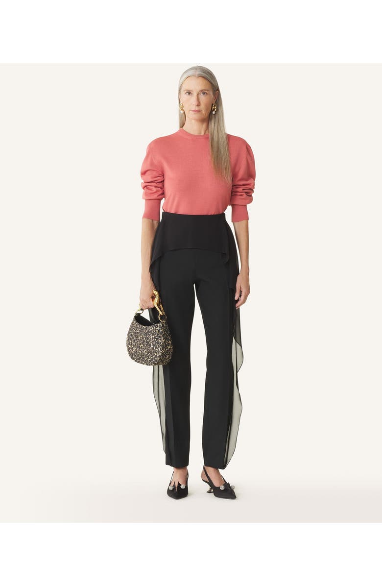 Lanvin Hobo Cat Small Raffia Bag With A Leopard Print And Cat Handle, Alternate, color, Beige/Black