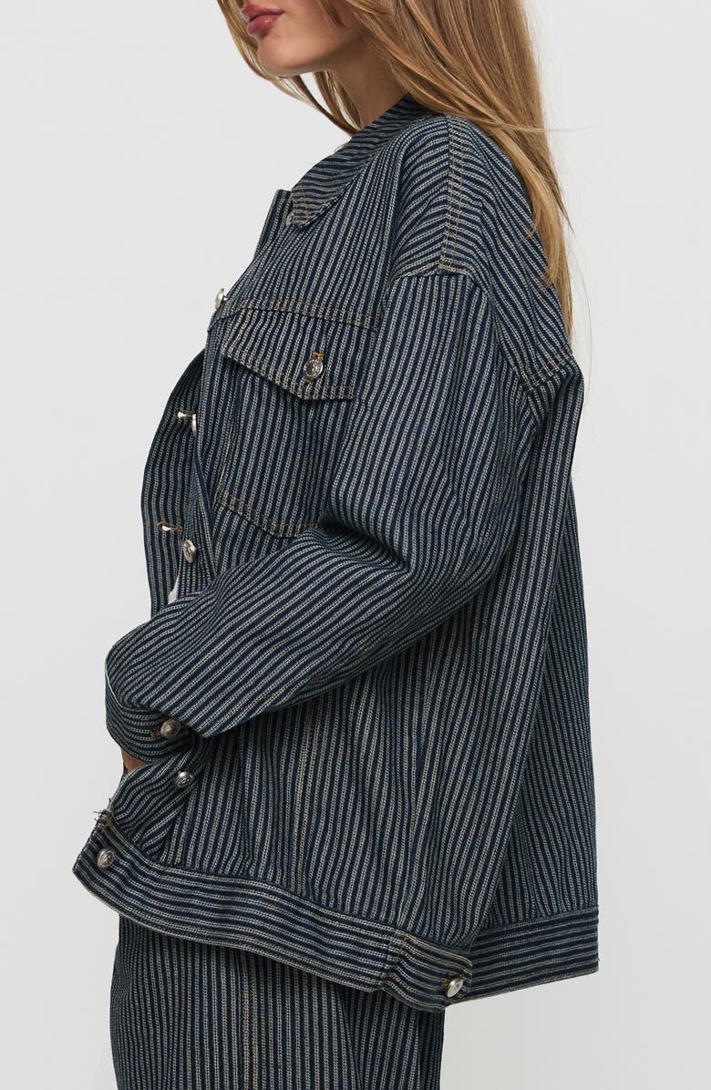 Princess Polly Actually Invested Stripe Denim Jacket, Alternate, color, 
