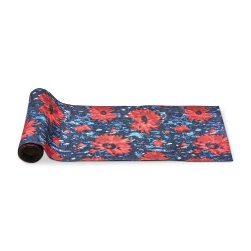 Tag Weekend Dahlia Bright Red Floral Table Runner On Blue In Blue