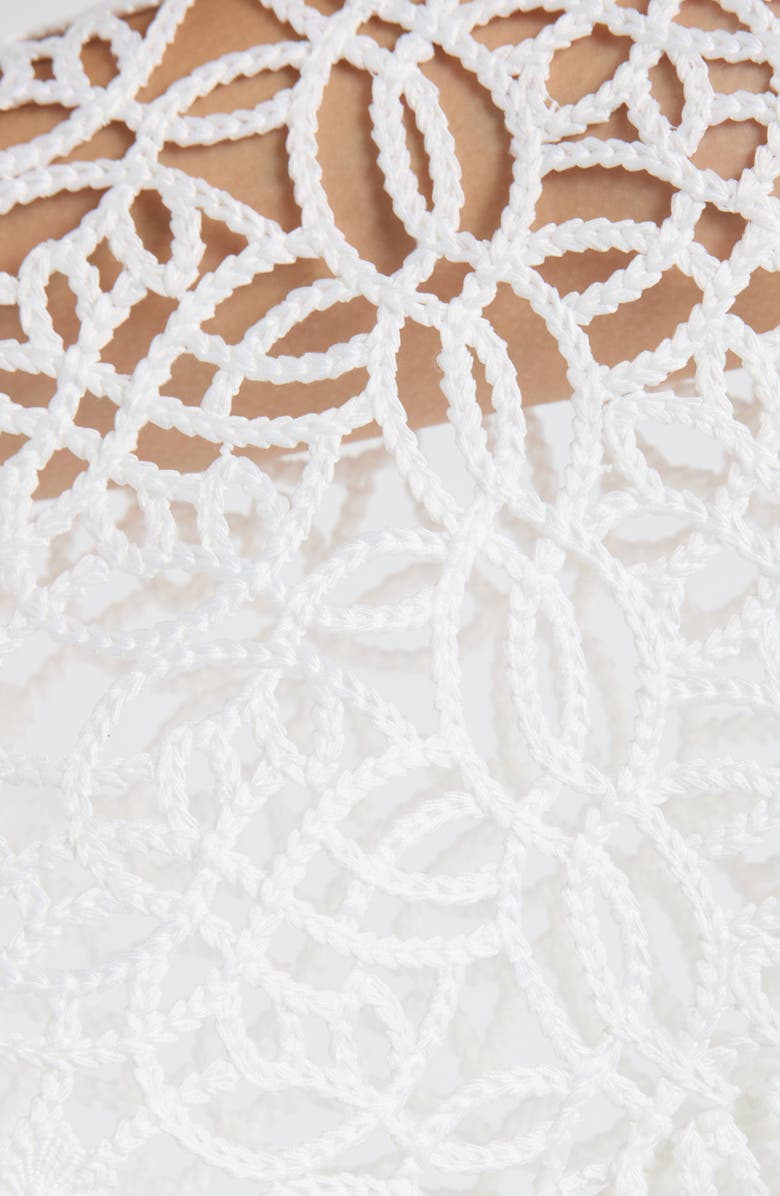 Milly Viara Geo Long Sleeve Lace Sheer Cover-Up Minidress, Alternate, color, White