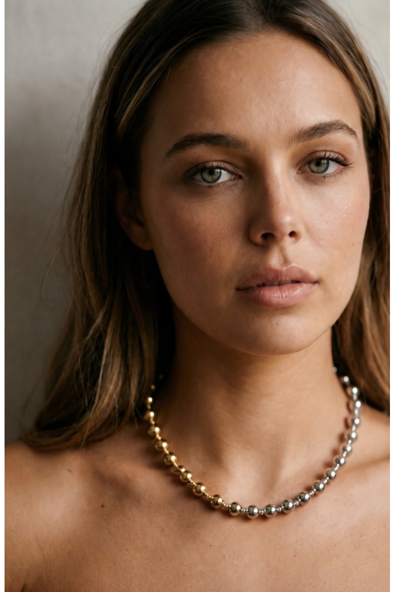 Duo Ball Necklace, Alternate, color, Gold/Silver