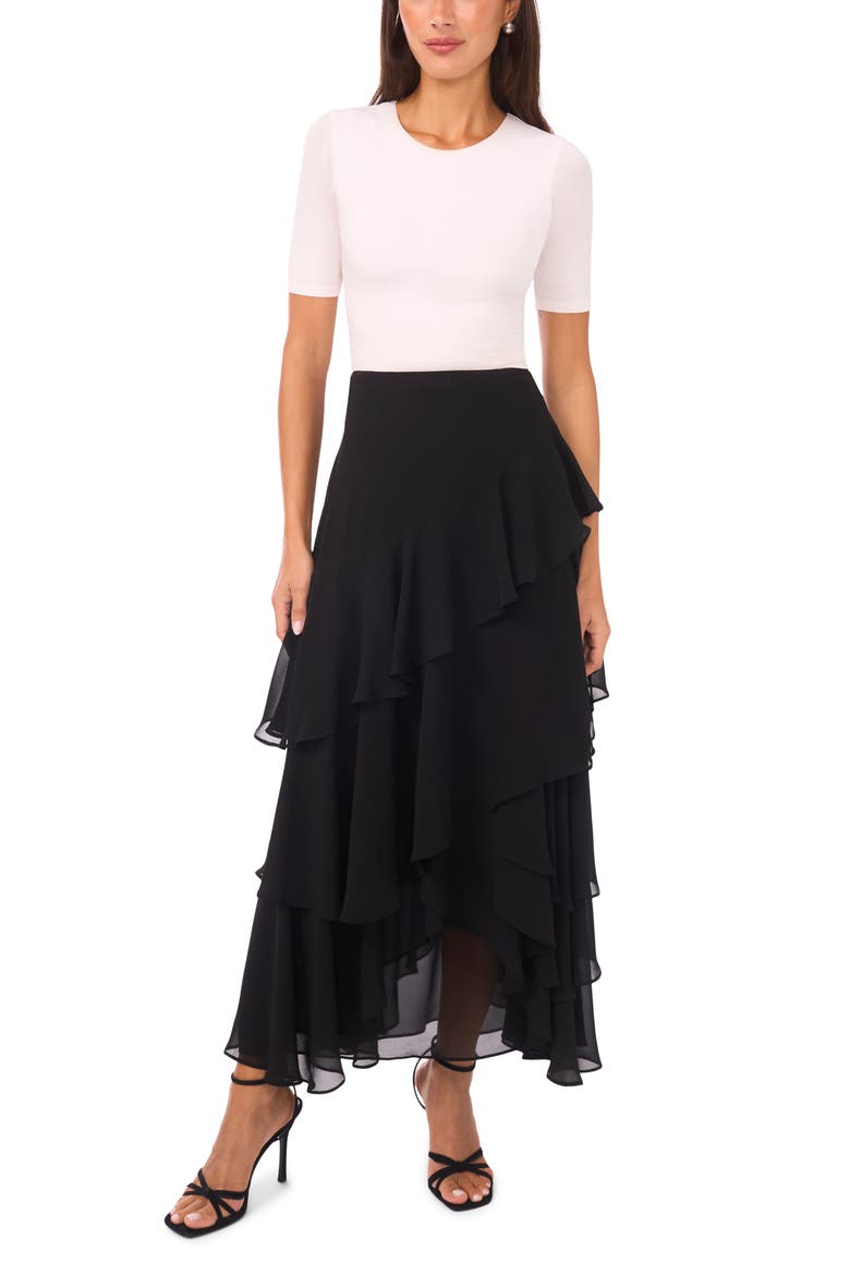 Tiered Ruffle Maxi Skirt, Alternate, color, RICH BLACK