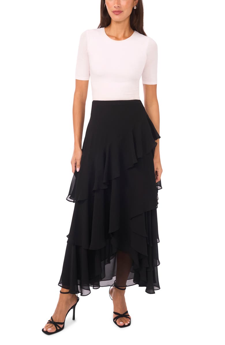 Vince Camuto Tiered Ruffle Maxi Skirt, Alternate, color, Rich Black