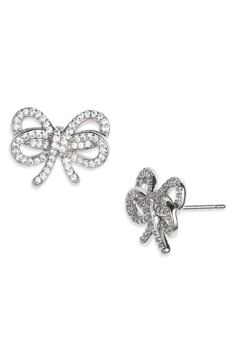 bow meets girl pavé stud earrings