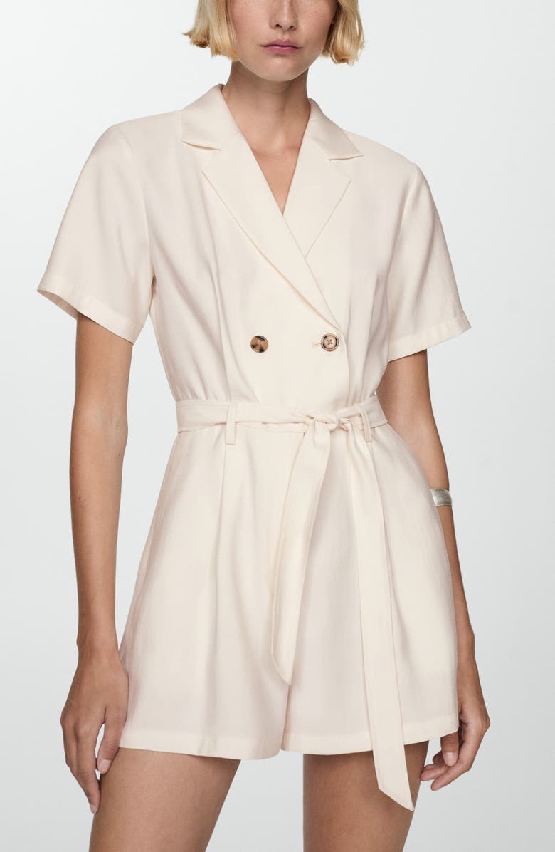 MANGO Belted Double Breasted Romper, Alternate, color,