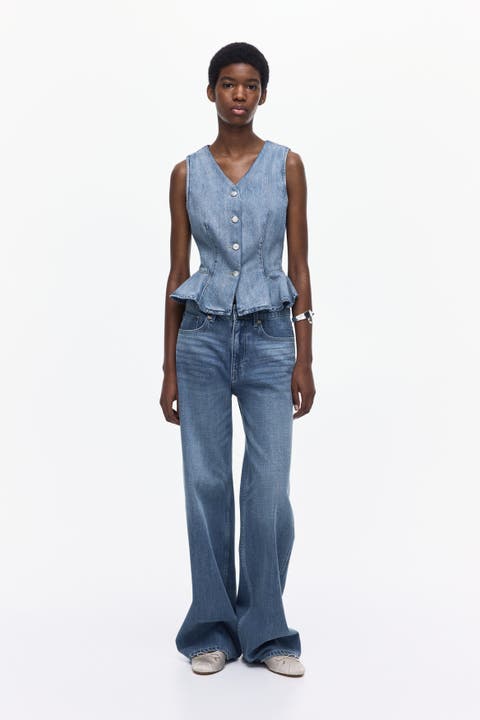 Denim Peplum Waistcoat