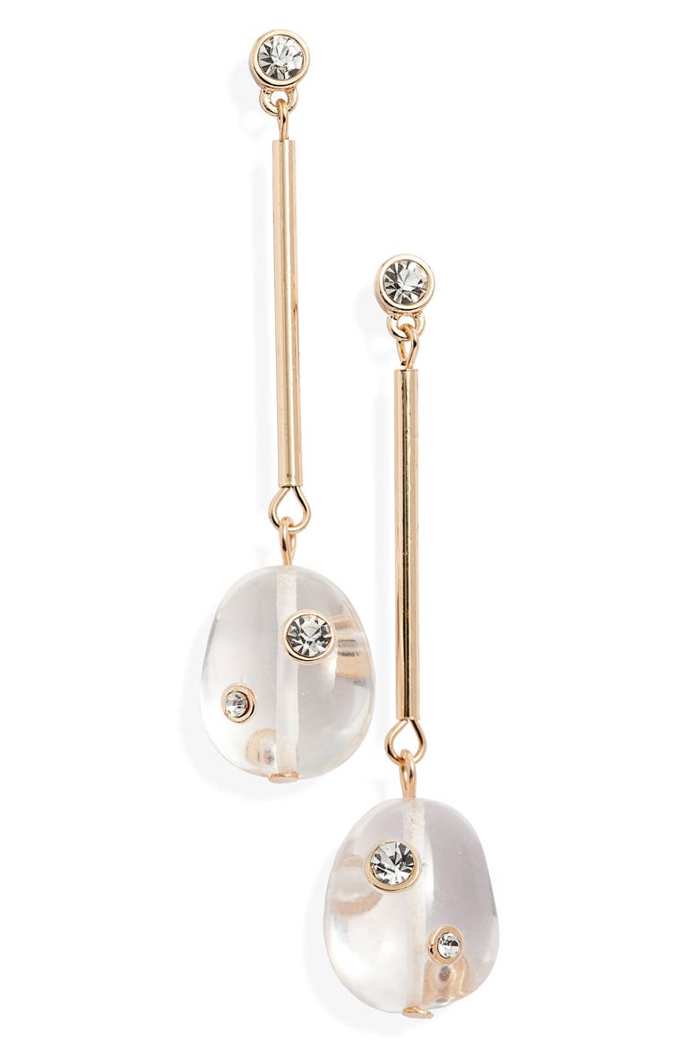 Bezel Linear Drop Earrings (Nordstrom Exclusive), Main, color, CLEAR- GOLD