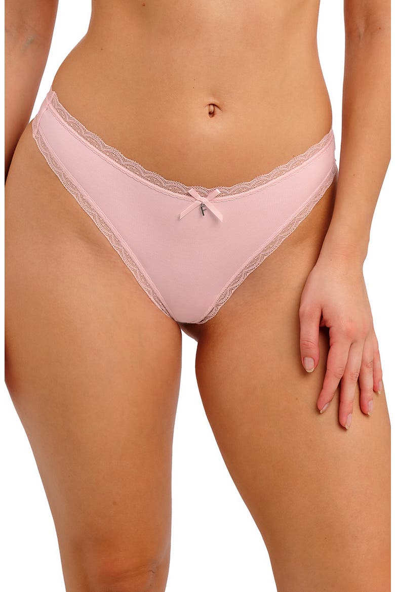 Flirt Lace Trim Thong, Main, color, PINK FROST