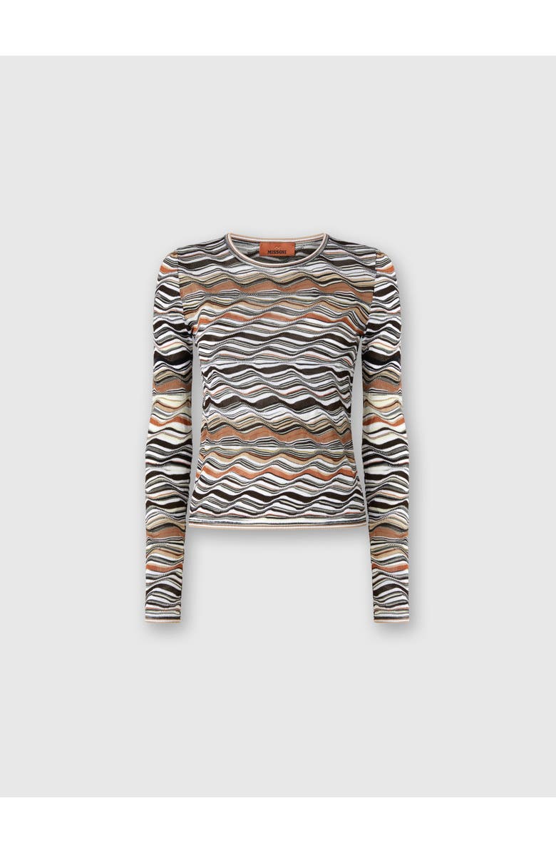 Missoni Crew Neck Sweater With Wave Pattern, Main, color, Beige & Brown