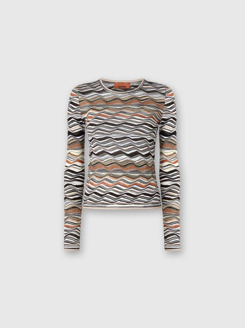 Missoni Crew Neck Sweater With Wave Pattern In Gray