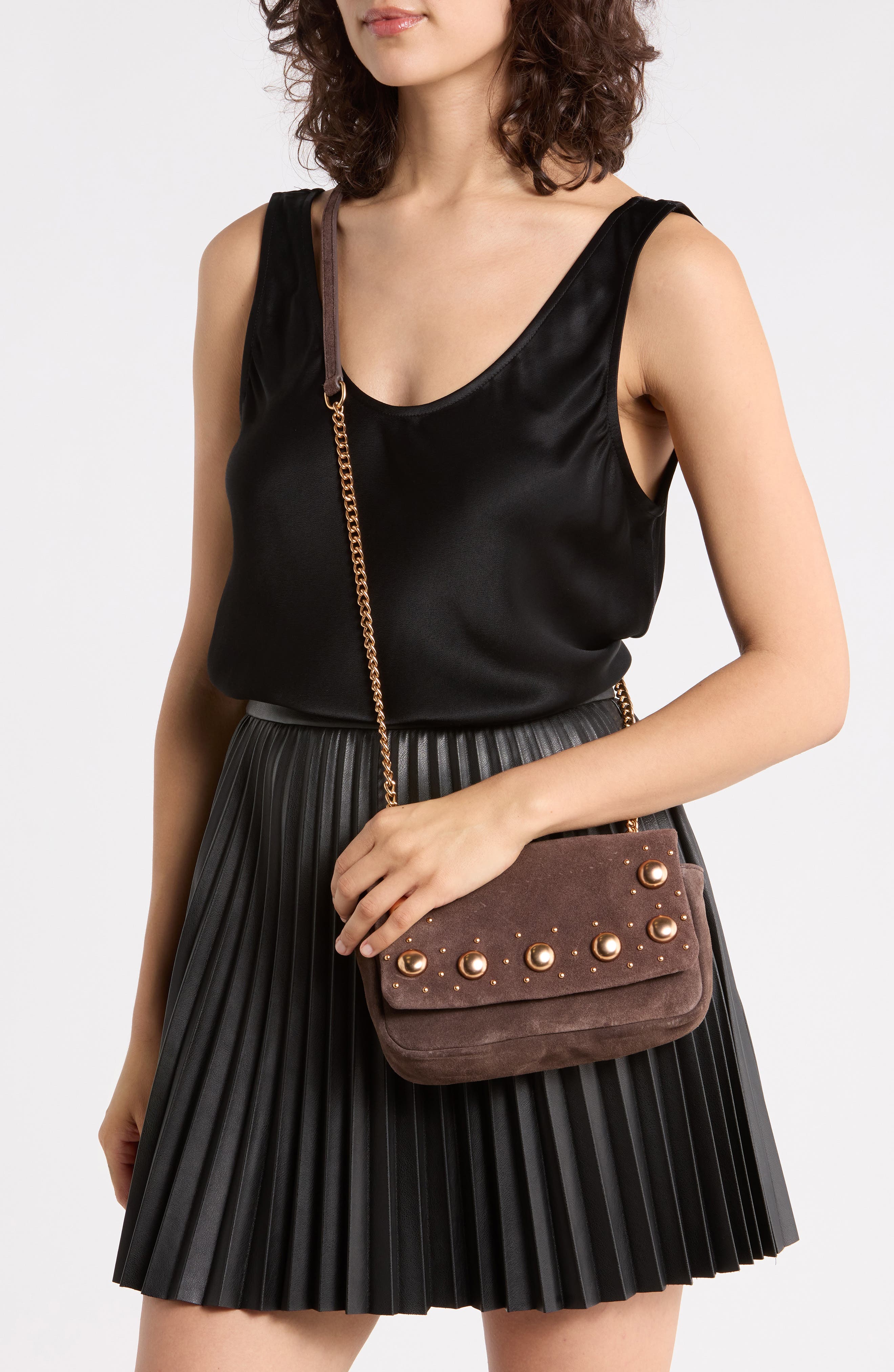 Kiara Convertible Leather Shoulder Bag, Alternate, color, DARK BROWN