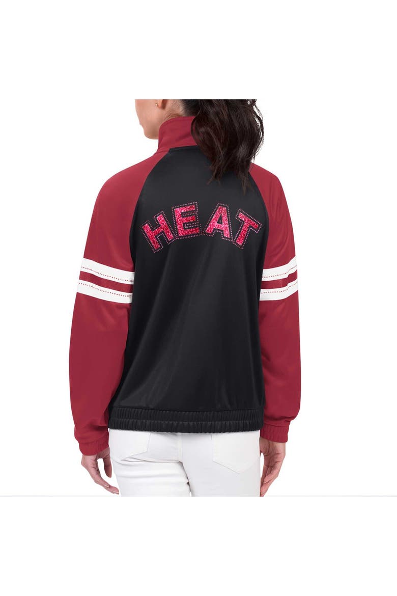 Women's G-III 4Her by Carl Banks Black Miami Heat Main Player Raglan Rhinestone Full-Zip Track Jacket, Alternate, color, Black