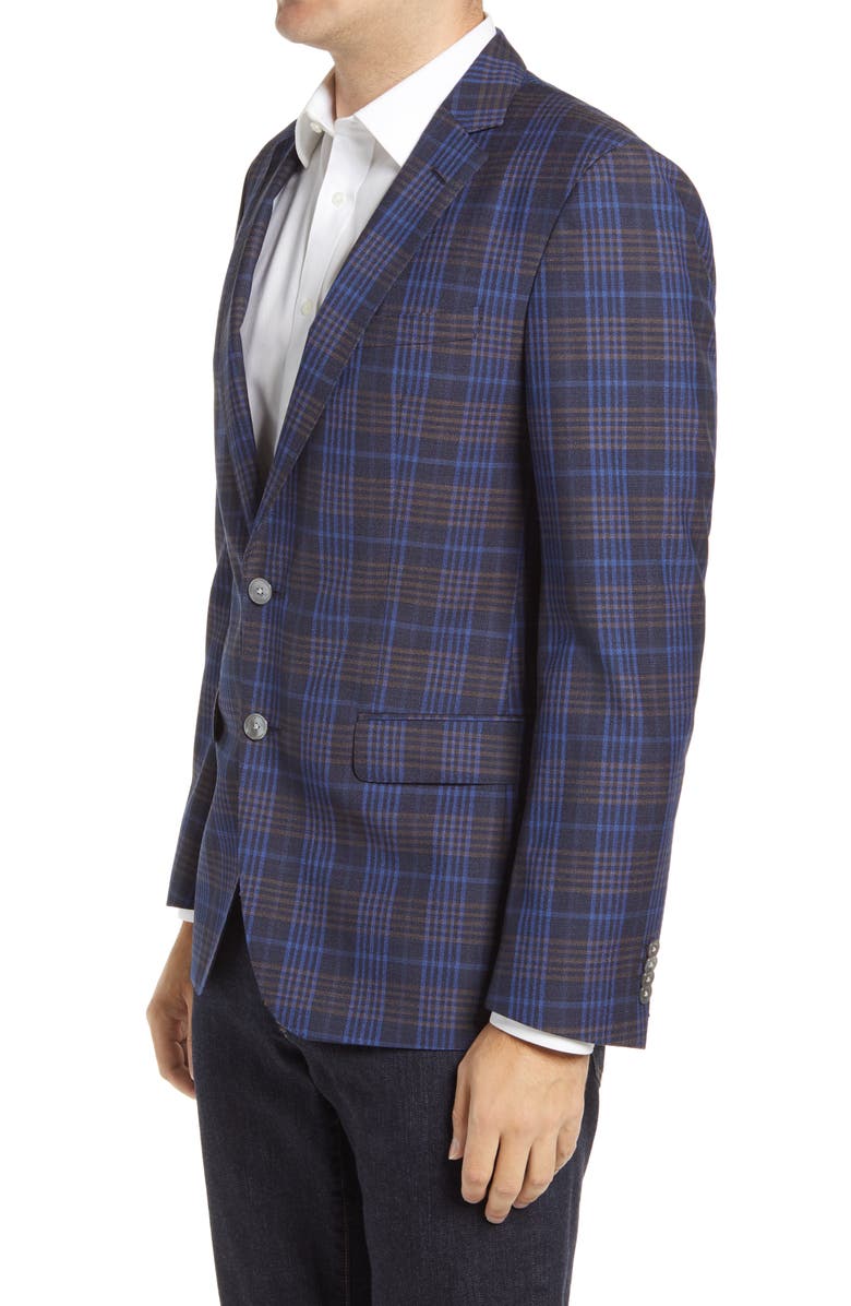 BOSS Hartlay Trim Fit Glen Plaid Wool Sport Coat, Alternate, color, 