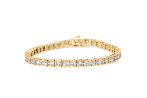 10K Yellow Gold 4.00 Cttw Channel Set Round Diamond Tennis  Bracelet