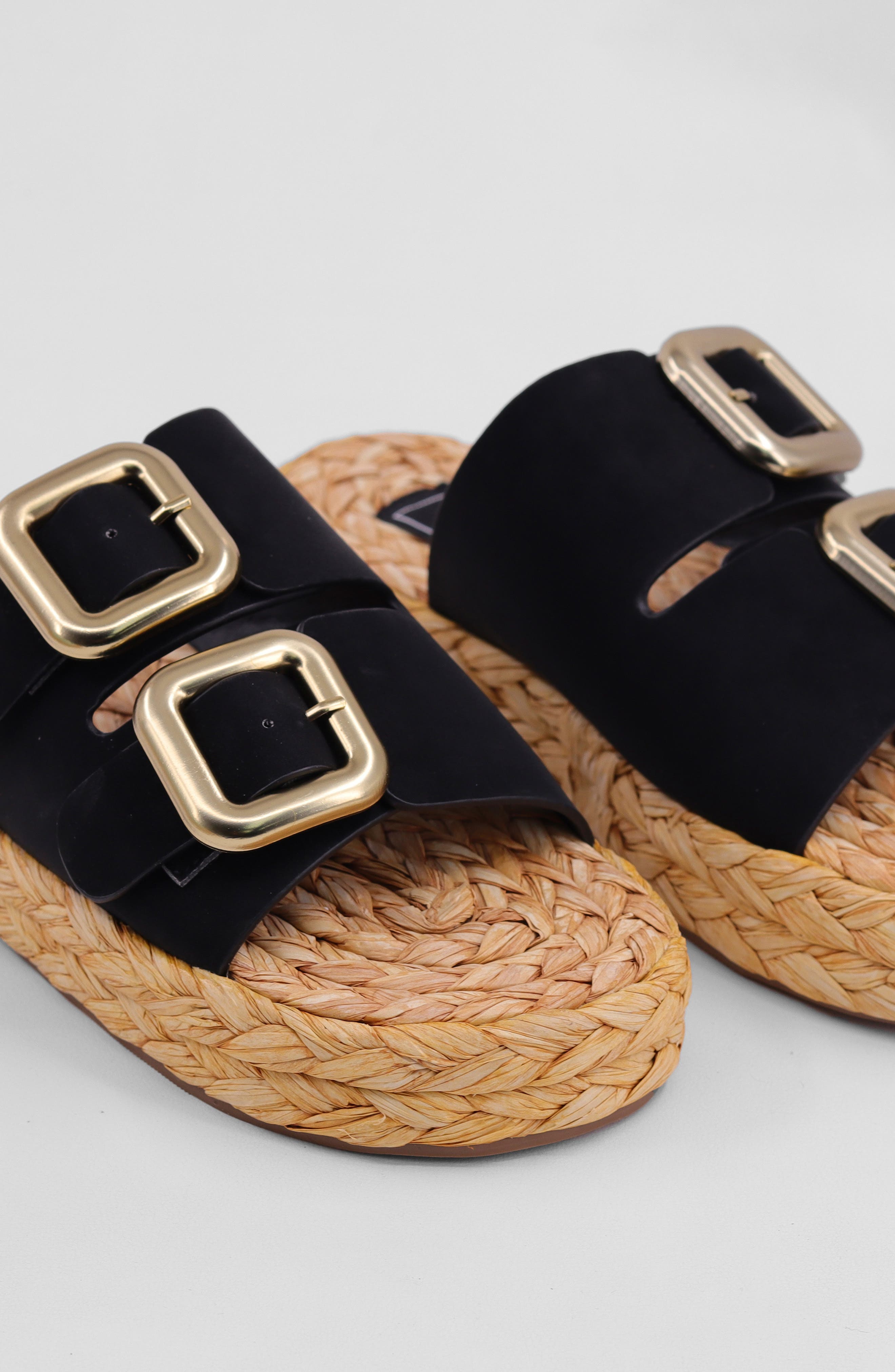 SHUSHOP Billie Jute Slide Sandal, Alternate, color, Black