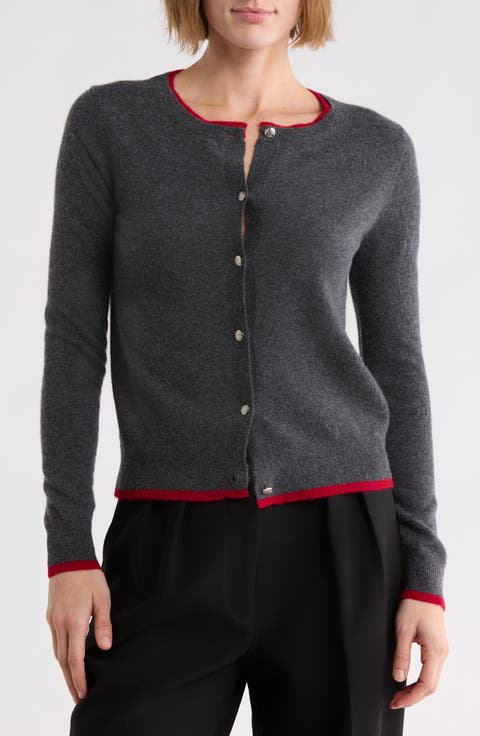 Tipped Cashmere Cardigan