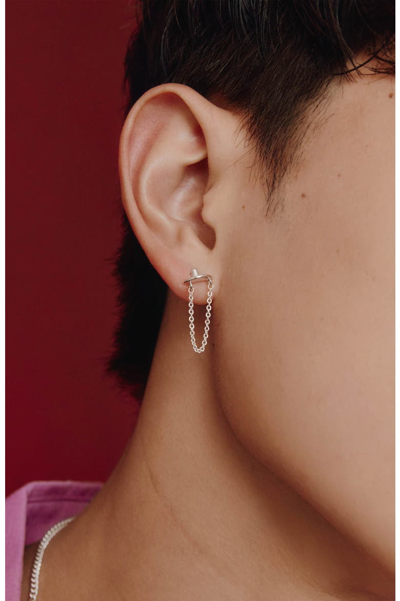 Gat Earrings, Alternate, color, Silver