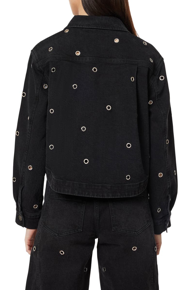 Habitual Grommet Embellished Denim Trucker Jacket, Alternate, color, Washed Black