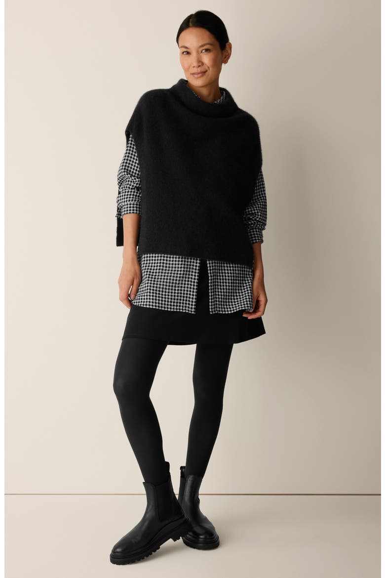 Cashmere & Silk Boucle Poncho, Alternate, color, BLACK