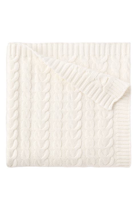 Horseshoe Cable Knit Cotton Blanket (Baby)