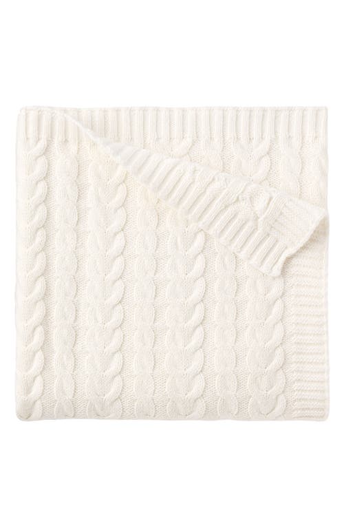 Elegant Baby Horseshoe Cable Knit Cotton Blanket in White 
