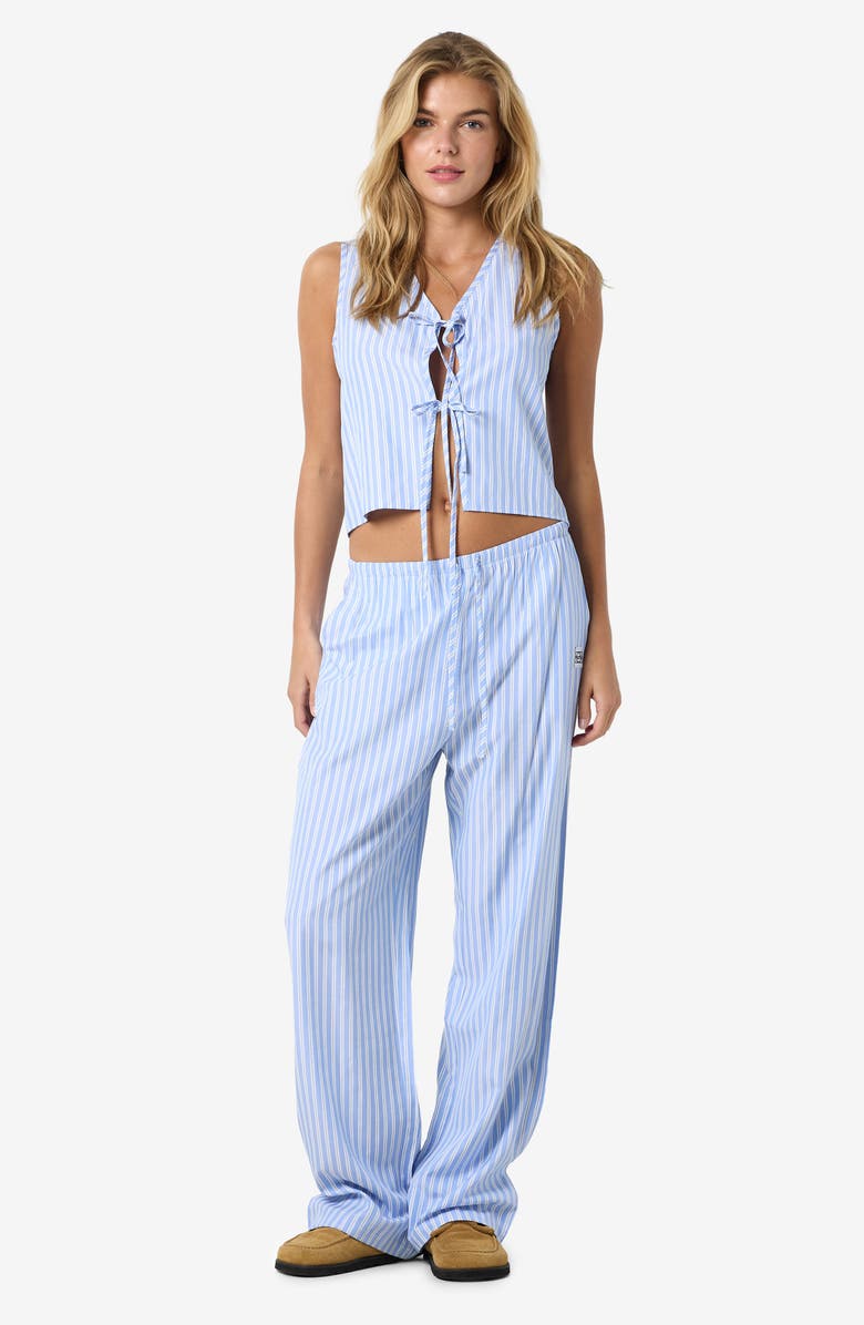 Noisy may Frida Stripe Woven Pants, Alternate, color, Sky Blue Stripes White