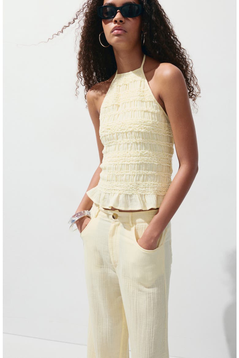 Texture Balloon Pants, Alternate, color, PASTEL YELLOW