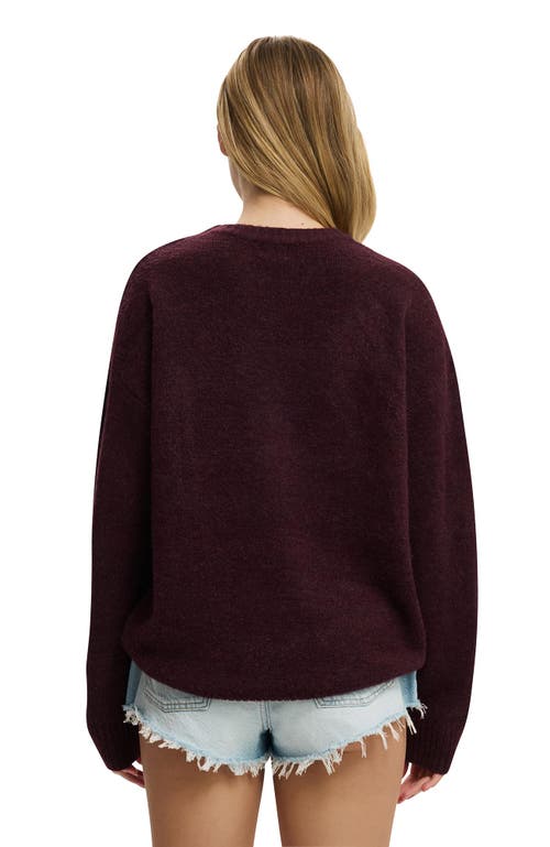 Cotton On Luxe Crew Sweater In Burgundy