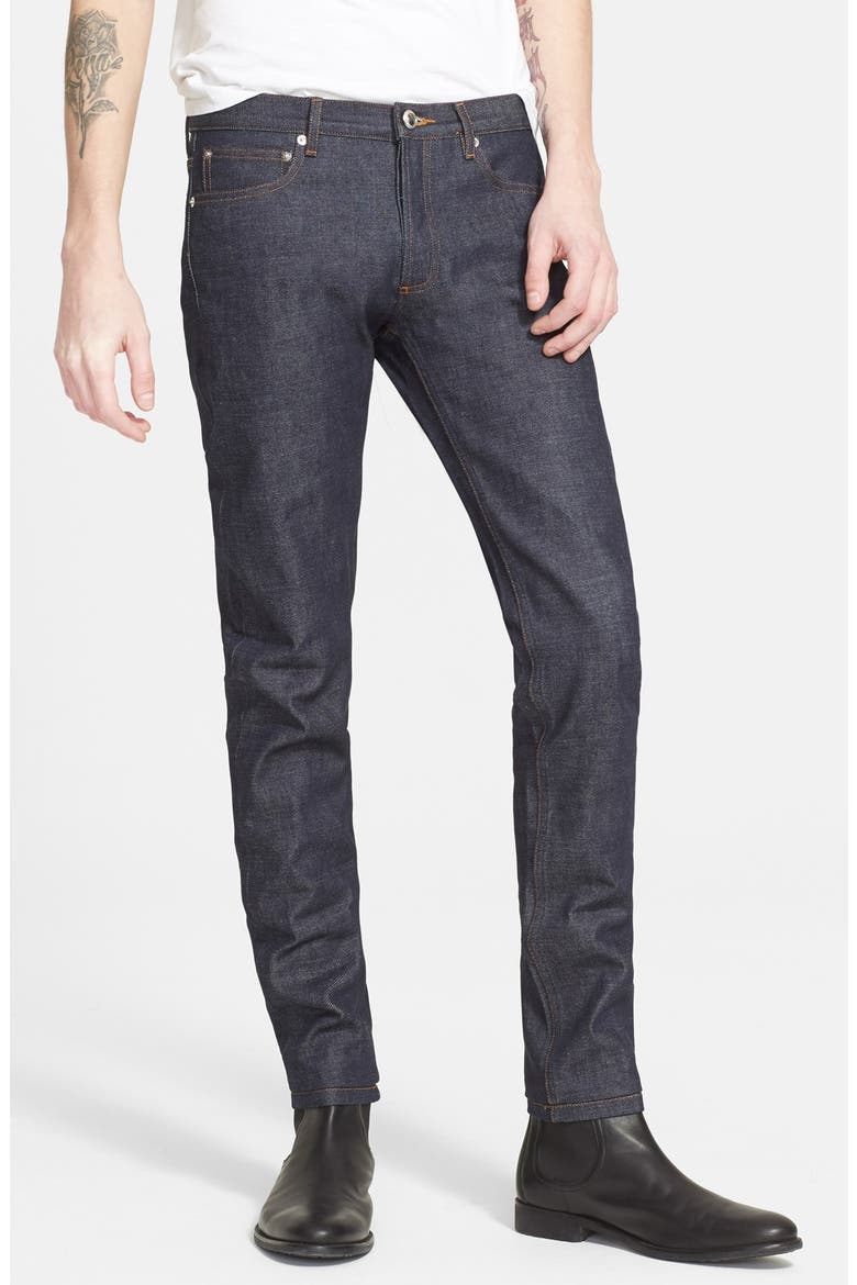 Petit Standard Slim Fit Raw Selvedge Jeans, Main, color, INDIGO WASH
