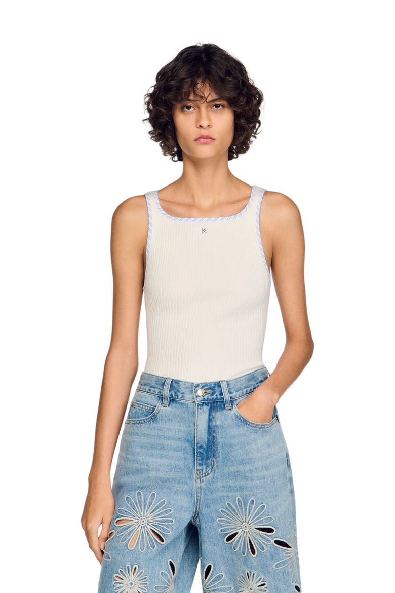 Ribbed vest top, Main, color, Ecru