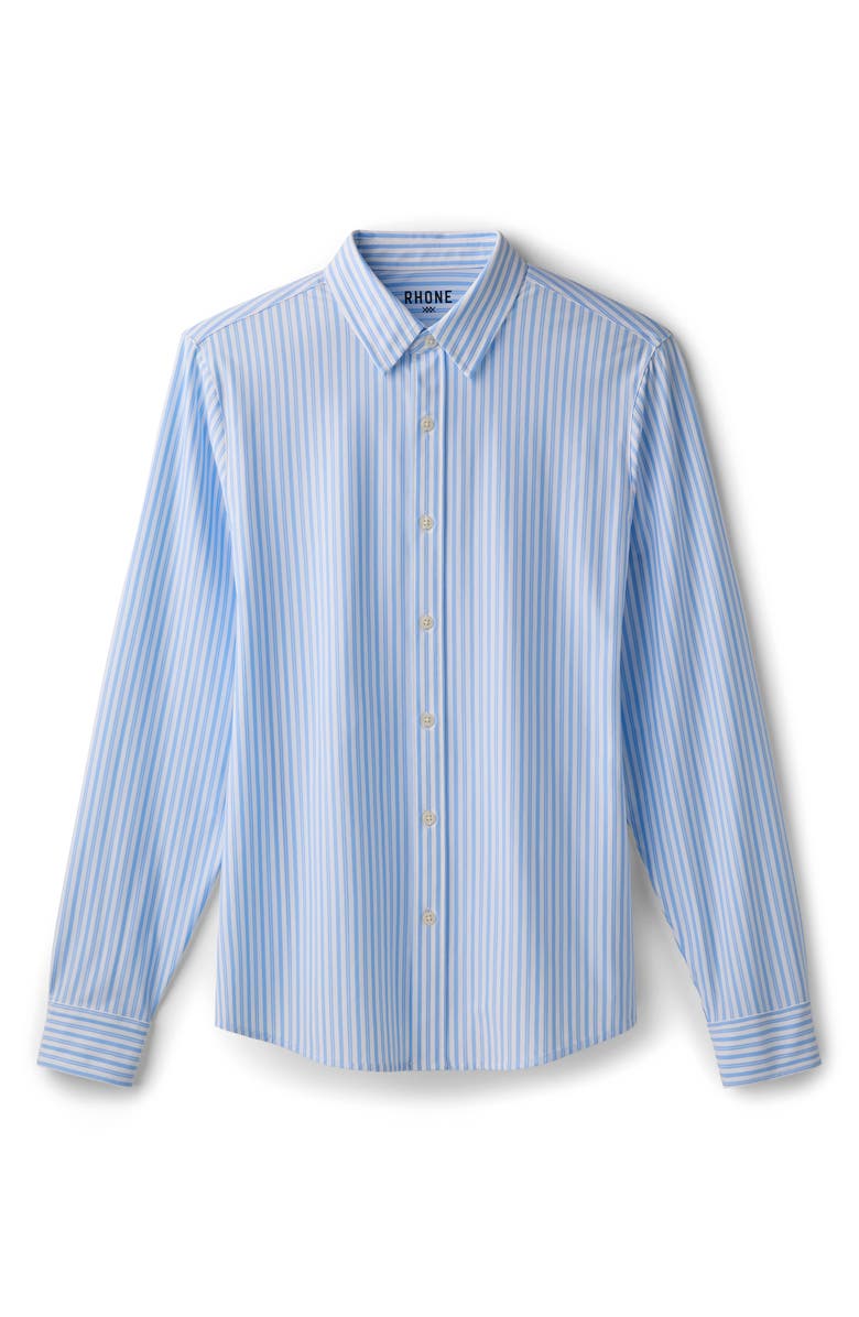 Rhone Commuter Slim Fit Stripe Performance Button-Up Shirt, Alternate, color, Light Blue/ White Stripe