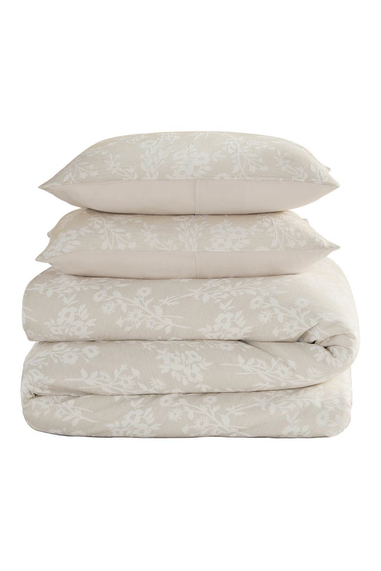 Ava Floral Jacquard Duvet Set, Main, color, BEIGE FLORAL