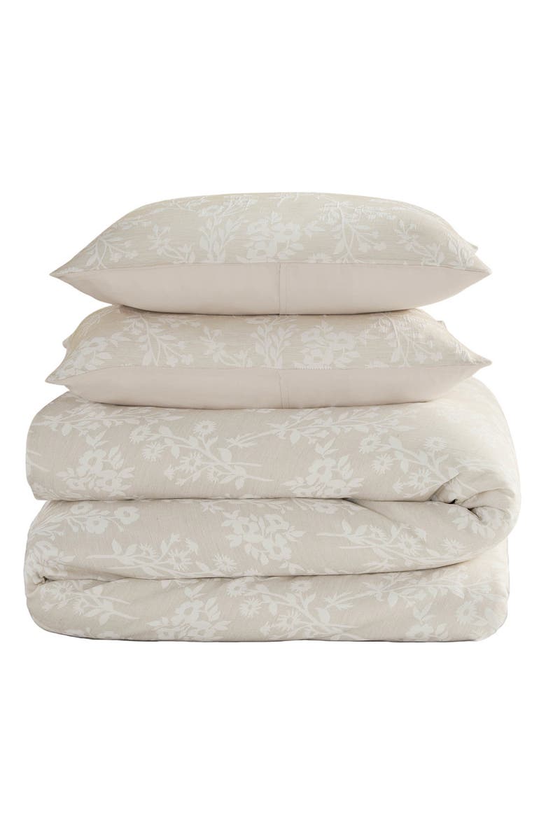 Lucky Brand Ava Floral Jacquard Duvet Set, Main, color, Beige Floral