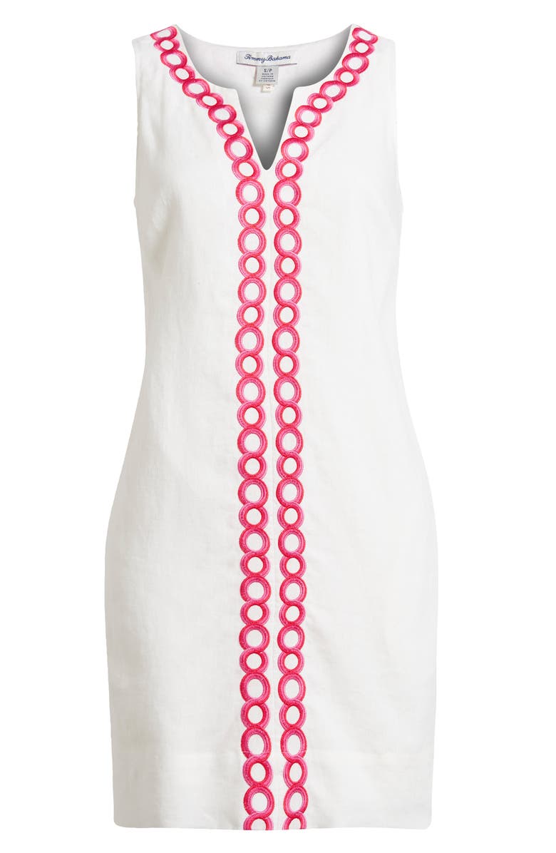 Tommy Bahama Geo Embroidered Linen Shift Dress, Alternate, color,