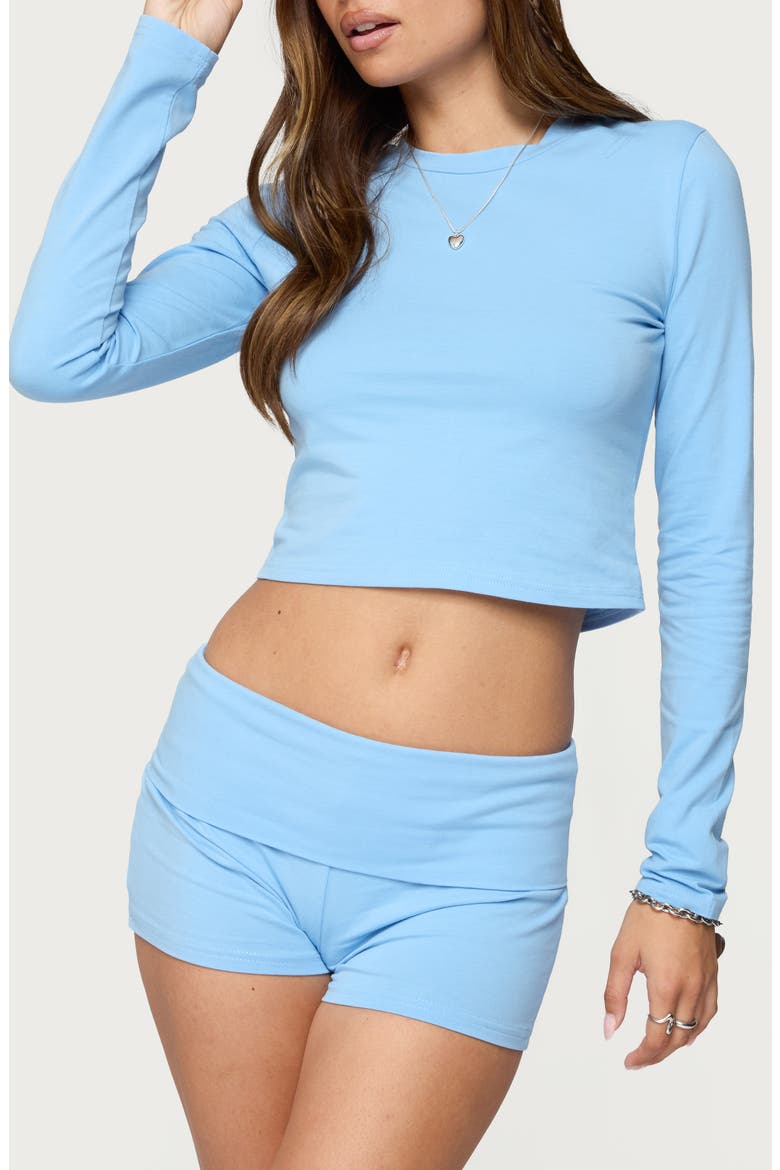 Meg Long Sleeve Crop Top, Main, color, BLUE