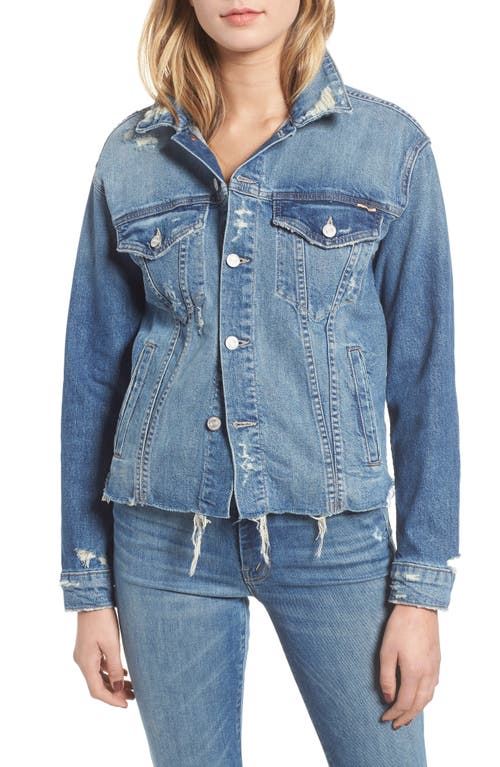 Mother The Cut Denim Jacket In Blue