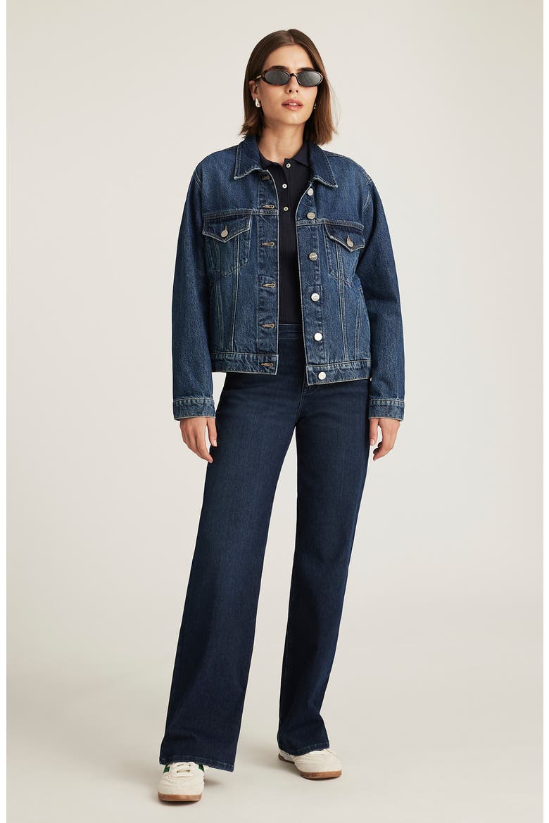 Ruby Denim Trucker Jacket, Alternate, color, DARK BLUE ICON