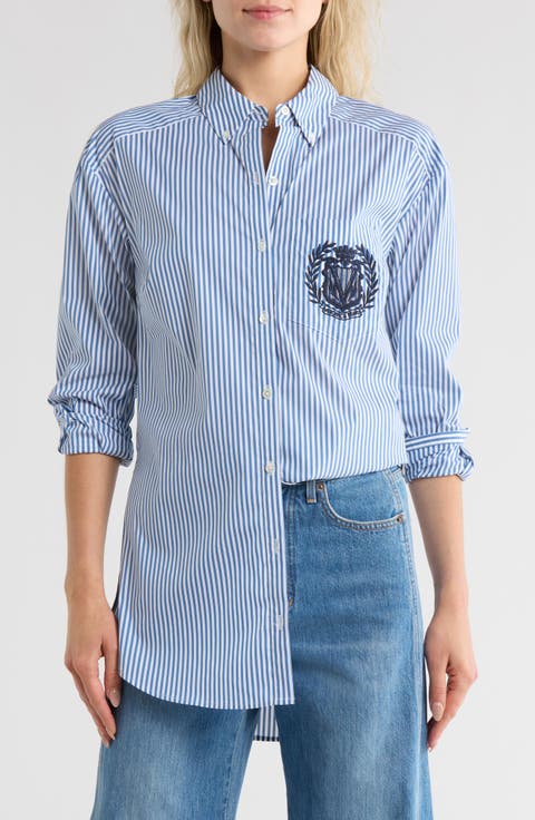 Lloyd Stripe Crest Embroidered Button-Down Shirt