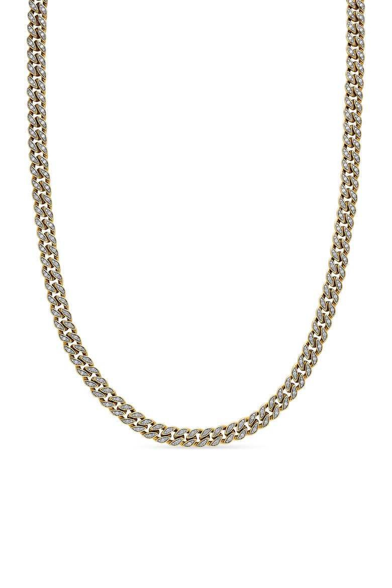 Women's Pavé Diamond Curb Chain Necklace, Main, color, GOLD/ DIAMOND