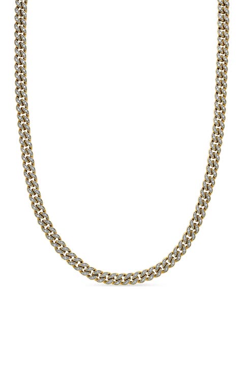 Men's Pavé Diamond Curb Chain Necklace