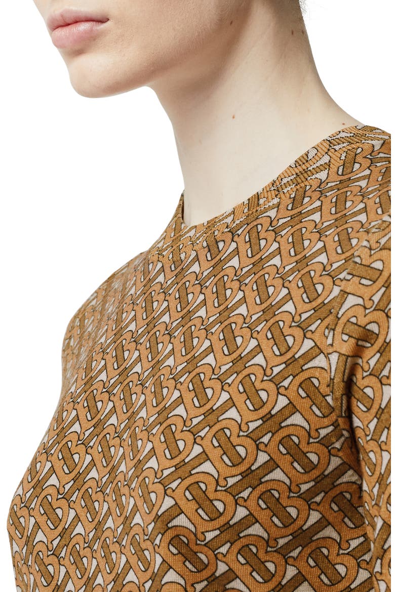 Logo Short Sleeve Merino Wool Sweater, Alternate, color, BEIGE