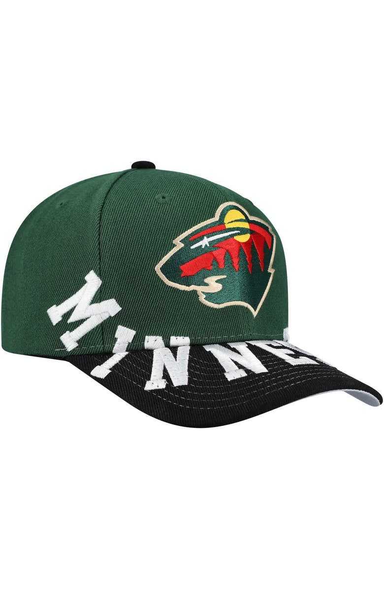 Mitchell & Ness Men's Mitchell & Ness Green/Black Minnesota Wild Underarch Two-Tone Pro Crown Snapback Hat, Alternate, color,
